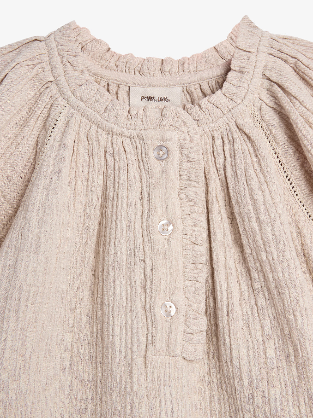 Musselinbluse mit Knopfleiste - Light Beige | 100239 Ella