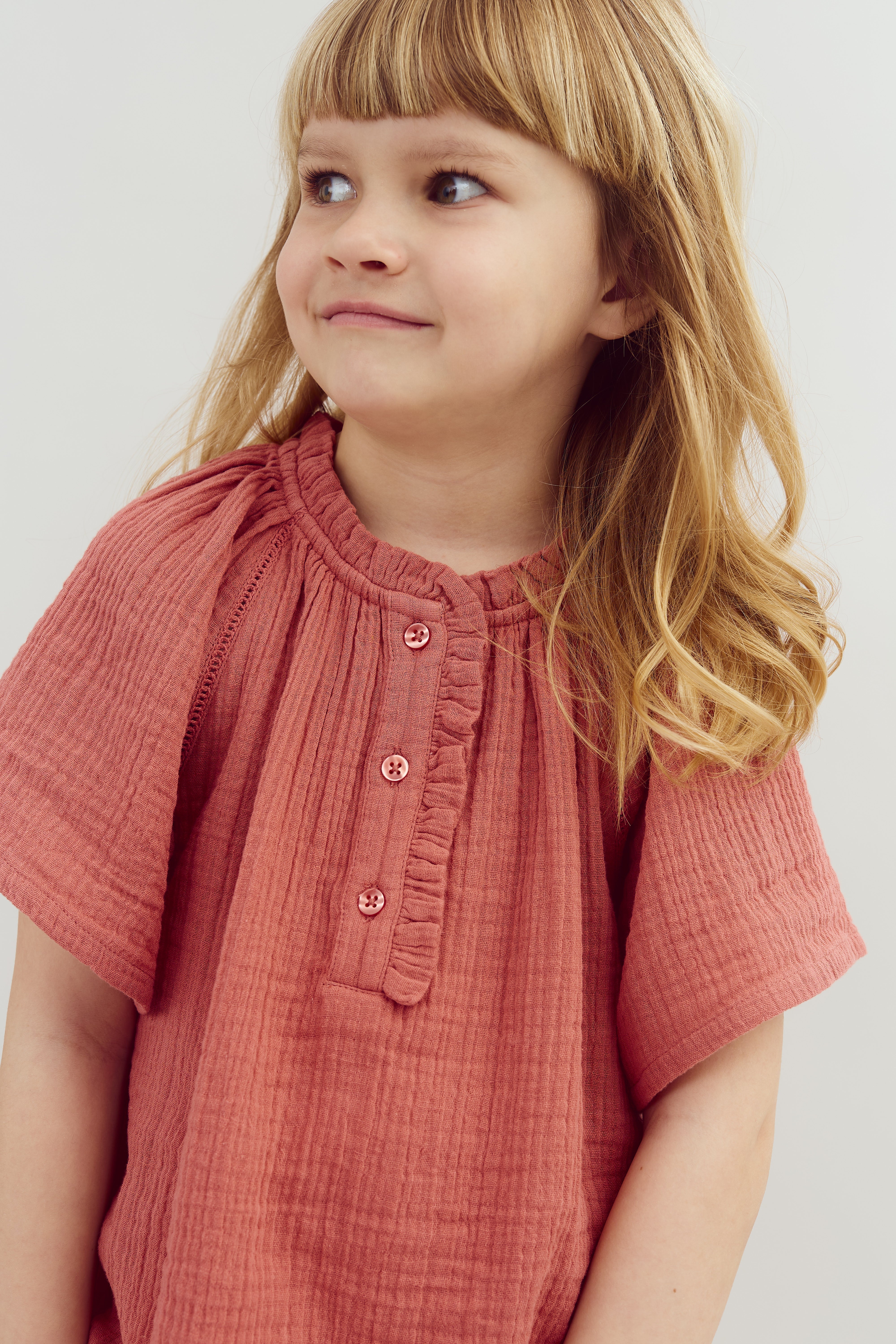 Musselinbluse mit Knopfleiste - Blush | 100289 Ella