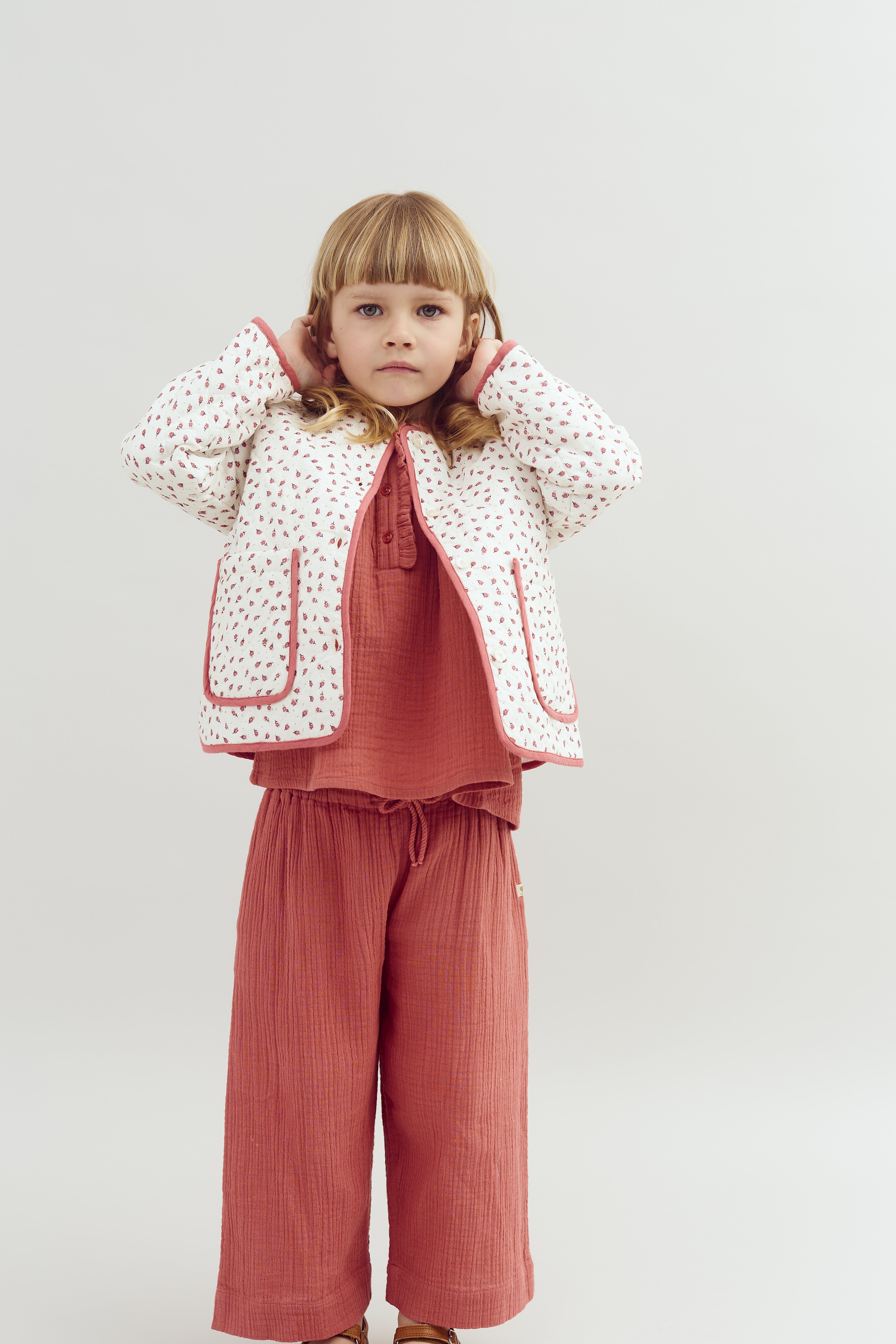 Musselin verkürtzte Hose - Blush | 100290 Ella