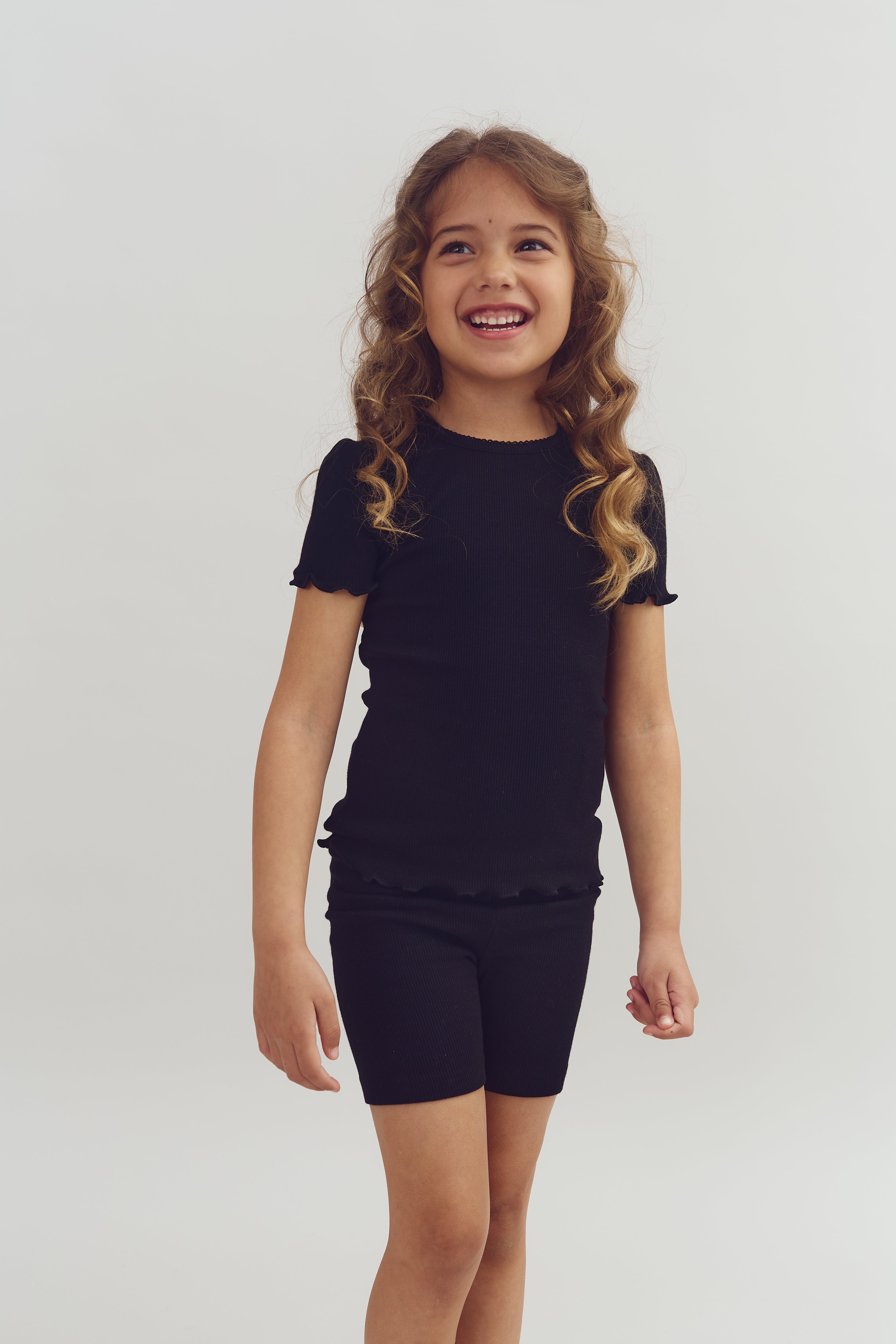 Modal-Ripp Kurzarm-T-Shirt - Black | 100321 Fiona