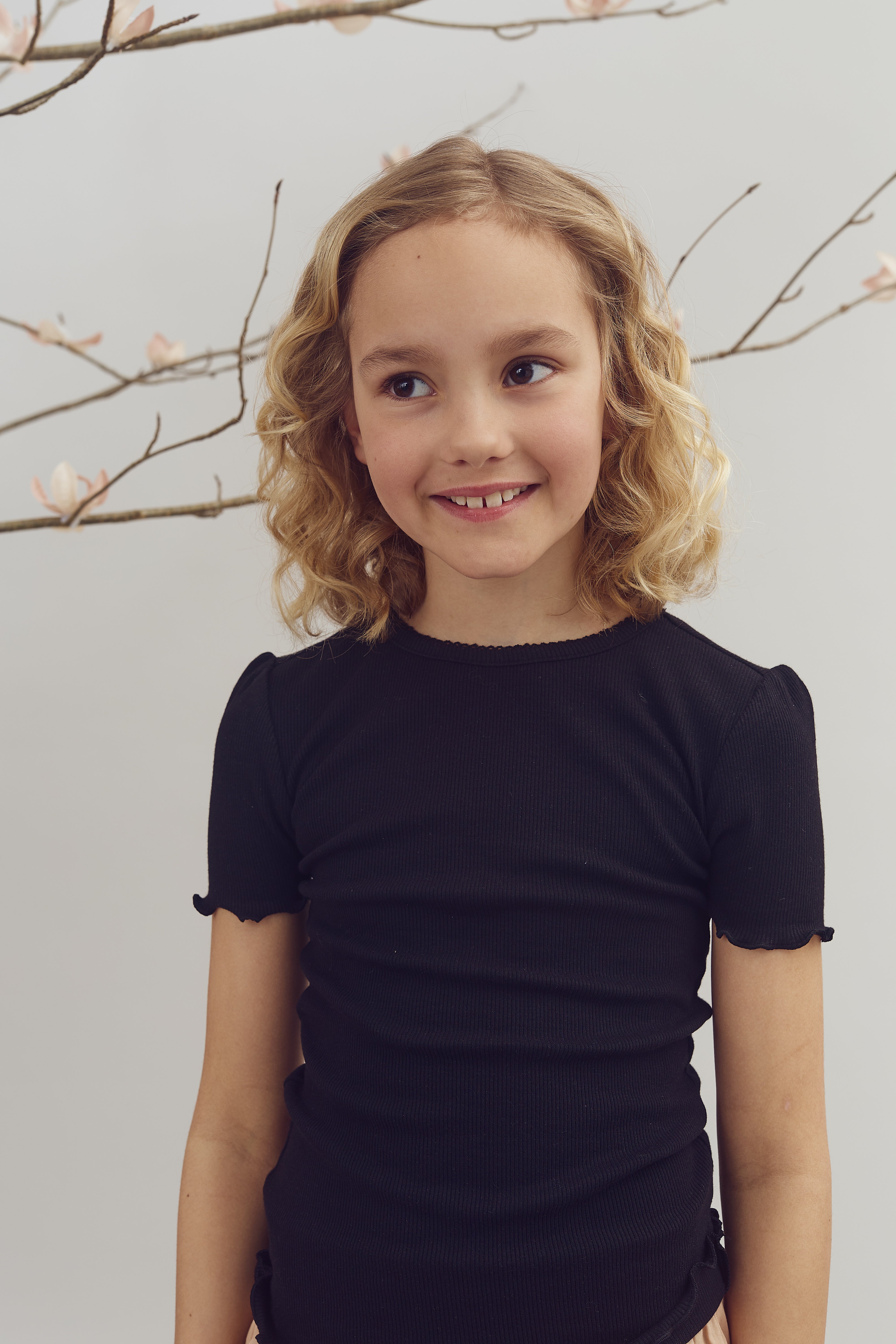 Modal-Ripp Kurzarm-T-Shirt - Tween - Black | 100446 Fiona