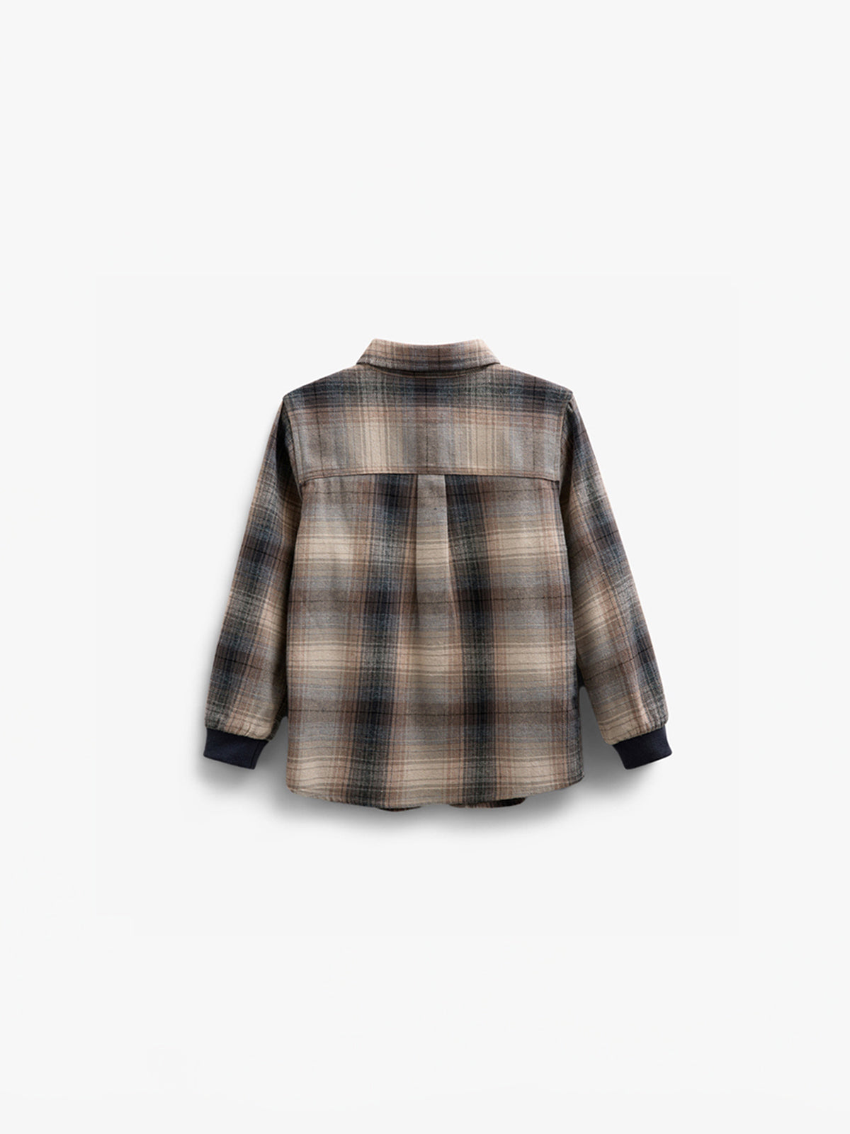 Kariertes Flanellhemd mit Rippbündchen - Kids - Brown Navy Check | 100529 Henry