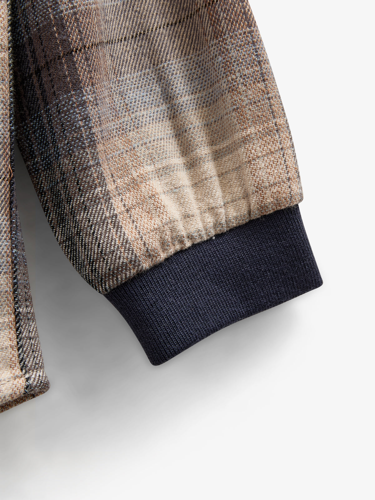 Kariertes Flanellhemd mit Rippbündchen - Kids - Brown Navy Check | 100529 Henry