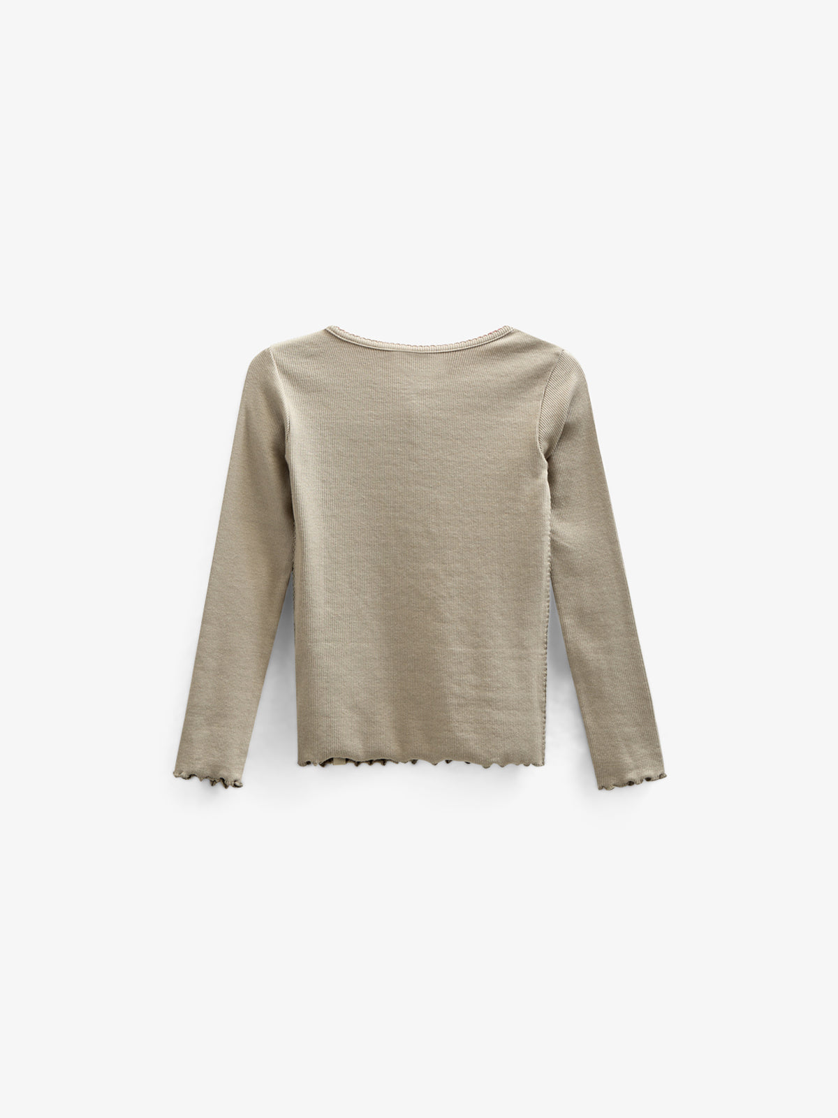 Langärmeliges T-Shirt aus Modalripp mit Picot-Rand - Tween - Dusty Green | 100583 Mia