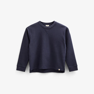 Texturiertes Langarm-T-Shirt - Kids - Navy | 100703 Malthe