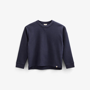 Texturiertes Langarm-T-Shirt - Tween - Navy | 100704 Malthe