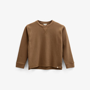 Texturiertes Langarm-T-Shirt - Tween - Coffee | 100706 Malthe