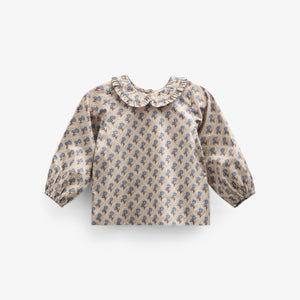 Bedruckte Popeline-Bluse aus Baumwolle mit Kragen - Kids - Caffe Latte w. Blue | 100726 Amine