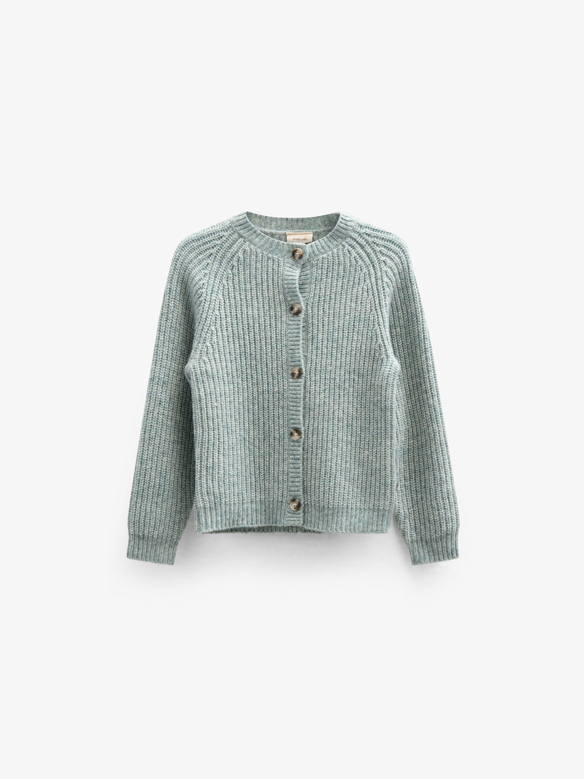 unisex Strickjacke in Wollmischung - Kids - Green Melange | 100747 Cork