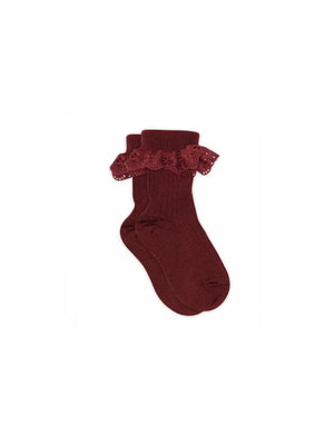MP Kniestrümpfe aus Wolle mit Spitze - Kids - Burgundy | 100781 MP Lea Socks
