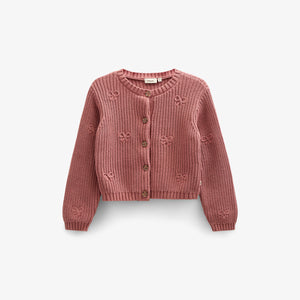 Baumwollstrickjacke mit Schleifen - Kids - Old Rose | 100792 Freya