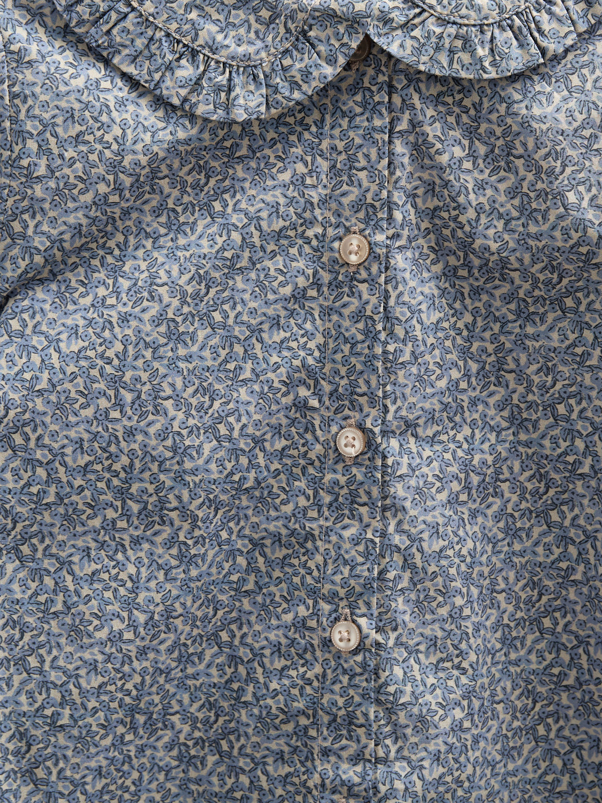 Bedruckte Popeline-Bluse mit Kragen aus Baumwolle - Kids - Blue | 100798 Allie