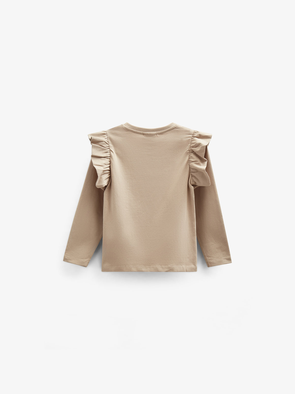 Jersey-Bluse mit Rüschenärmeln und Frontprint - Kids - Caffe Latte | 100842 Demi