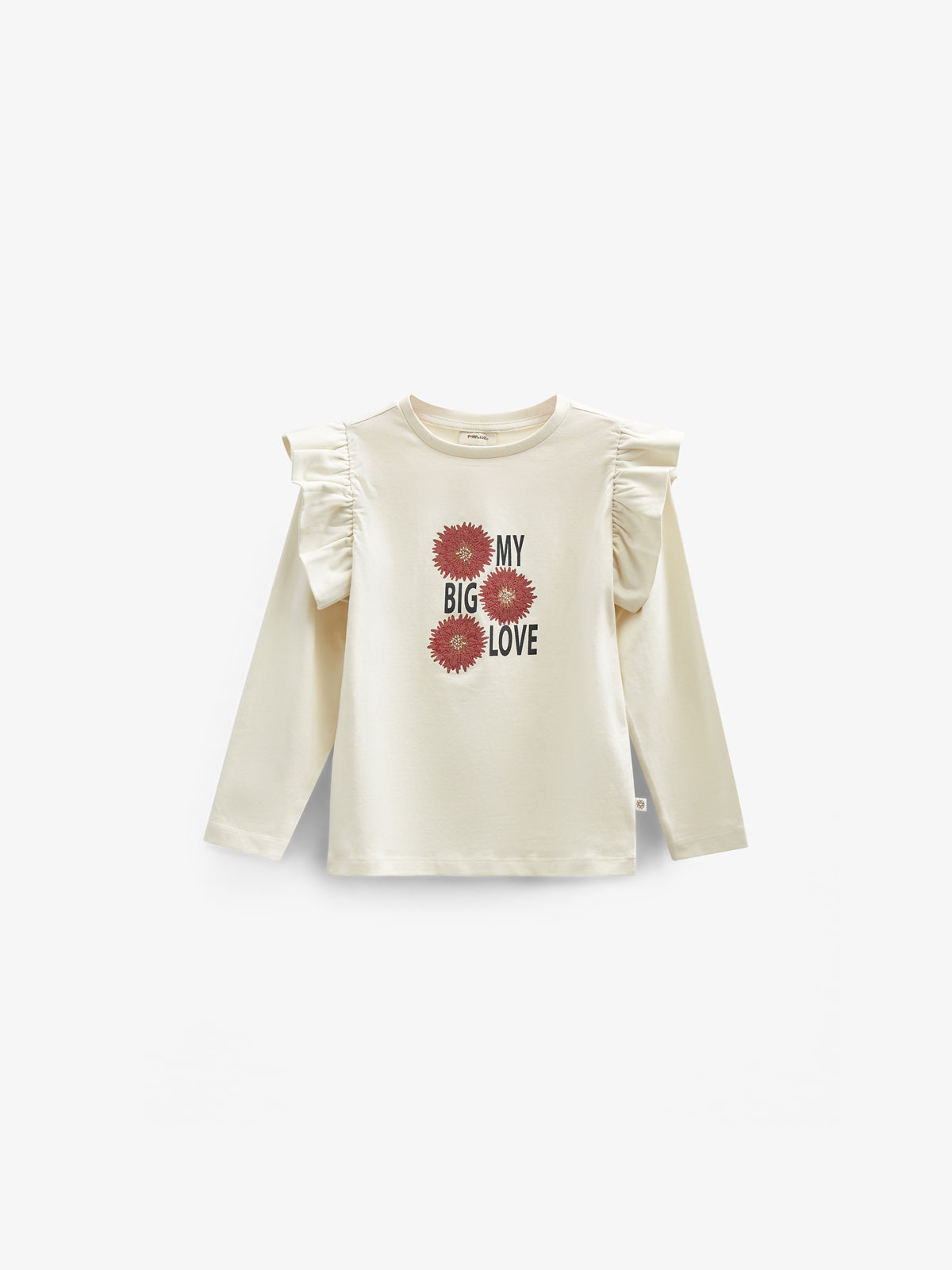 Jersey-Bluse mit Rüschenärmeln und Frontprint - Tween - Off White | 100845 Demi