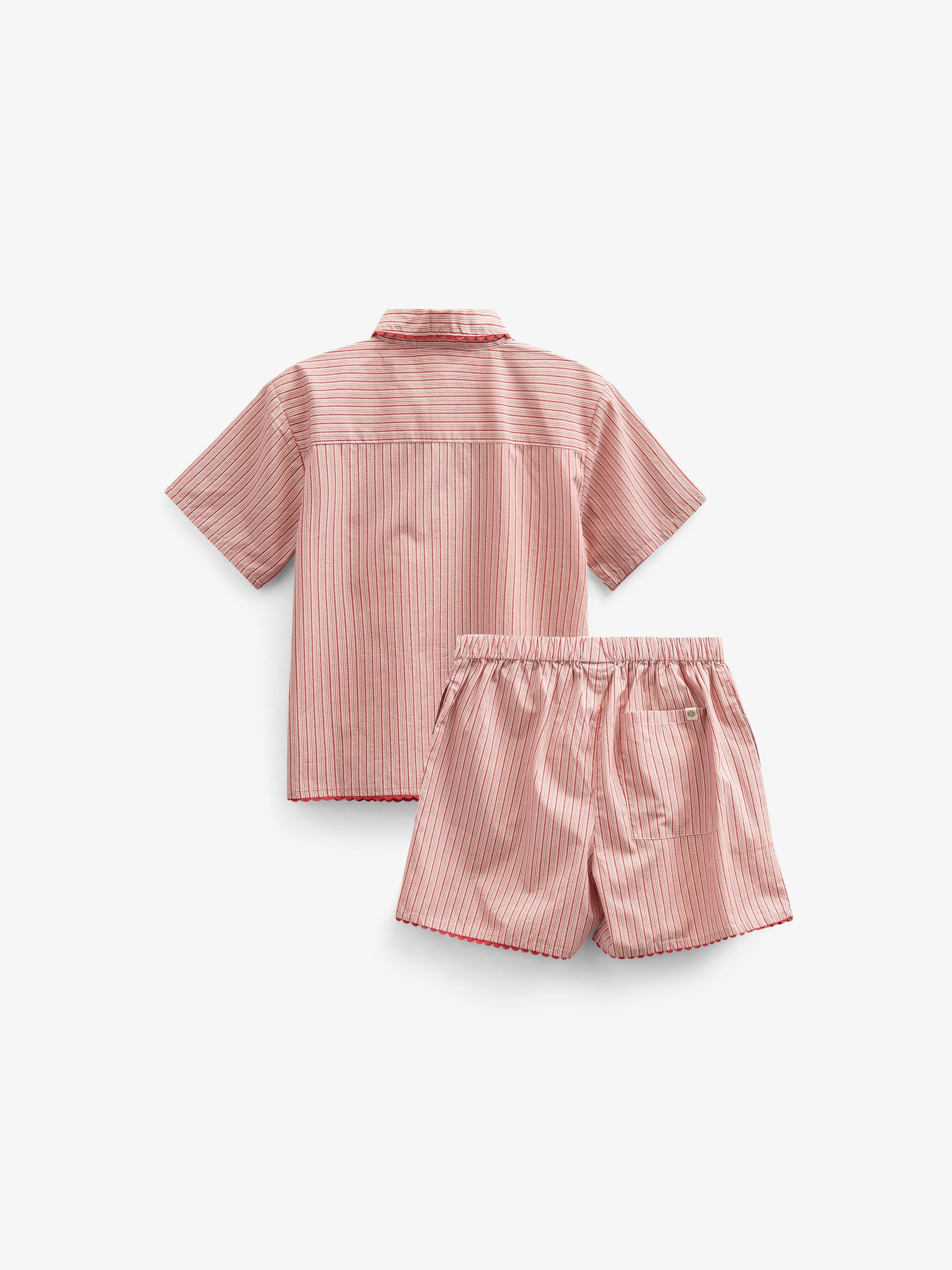 Gestreiftes Poplinhemd und Shorts Set - Tween - Old Rose/Cherry Red | 100947 Olivia