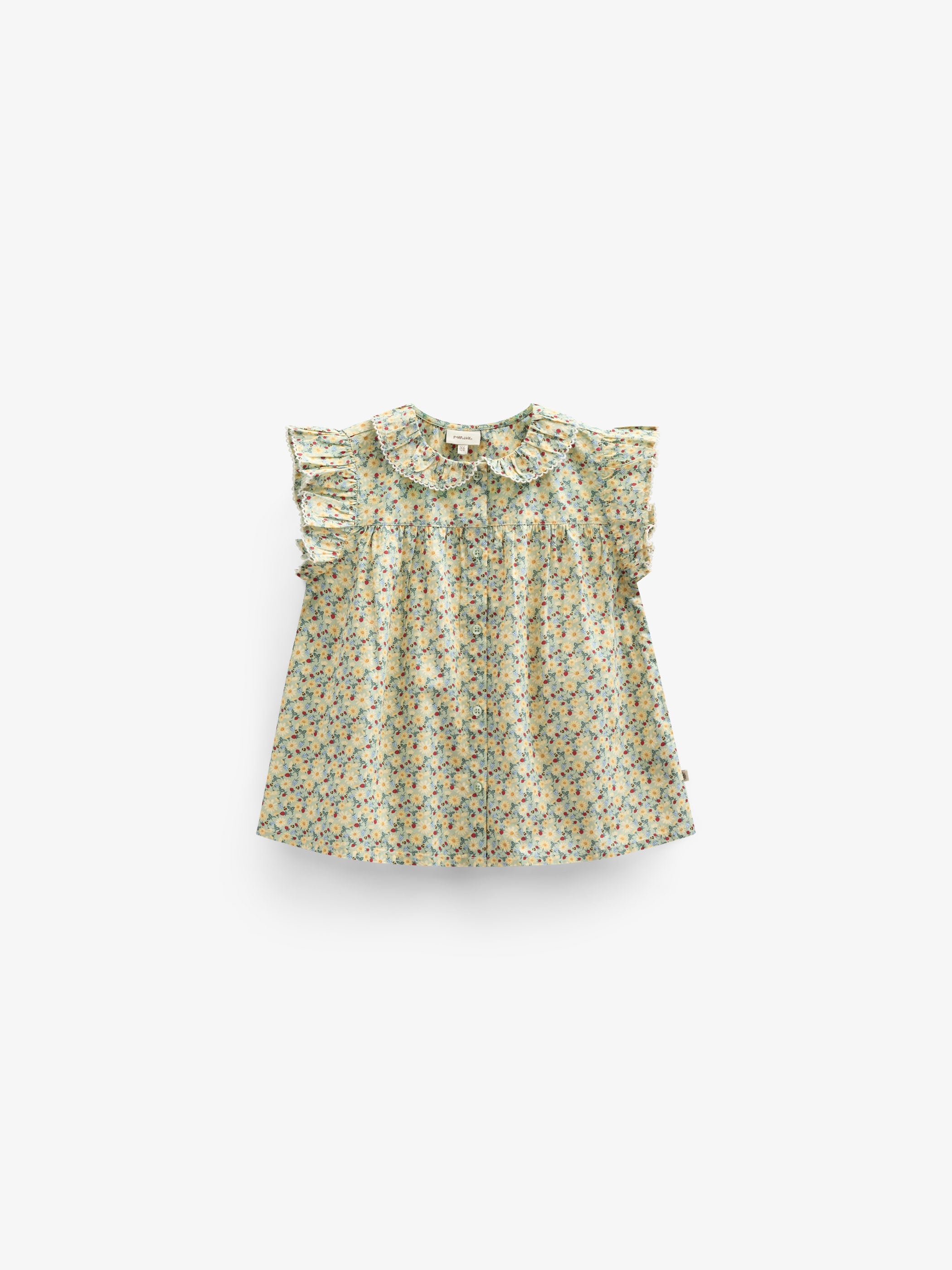 Poplin-Rüschentop mit Blumenprint - Tween - Green | 100951 Poppy