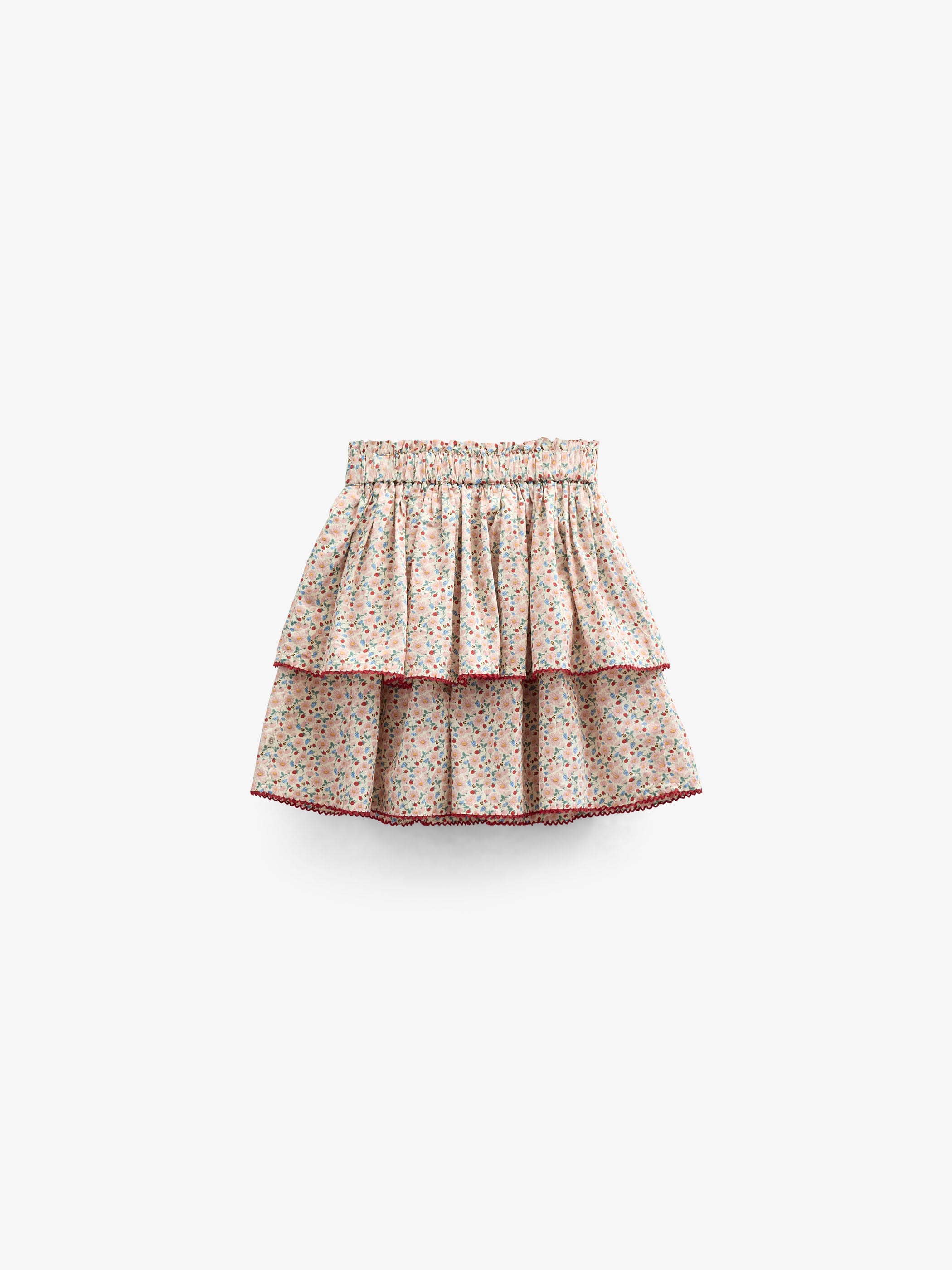 Poplin-Rock mit Blumenmuster und Rüsche - Kids - Rose | 100952 Poppy