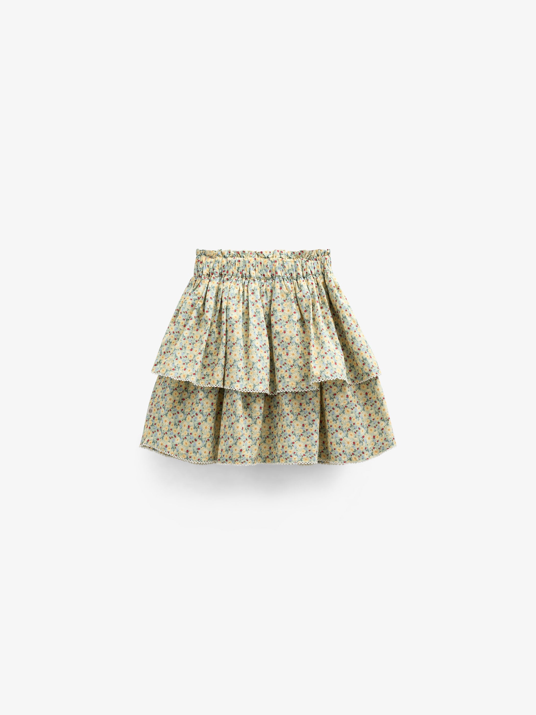 Poplin-Rock mit Blumenmuster und Rüsche - Kids - Green | 100954 Poppy