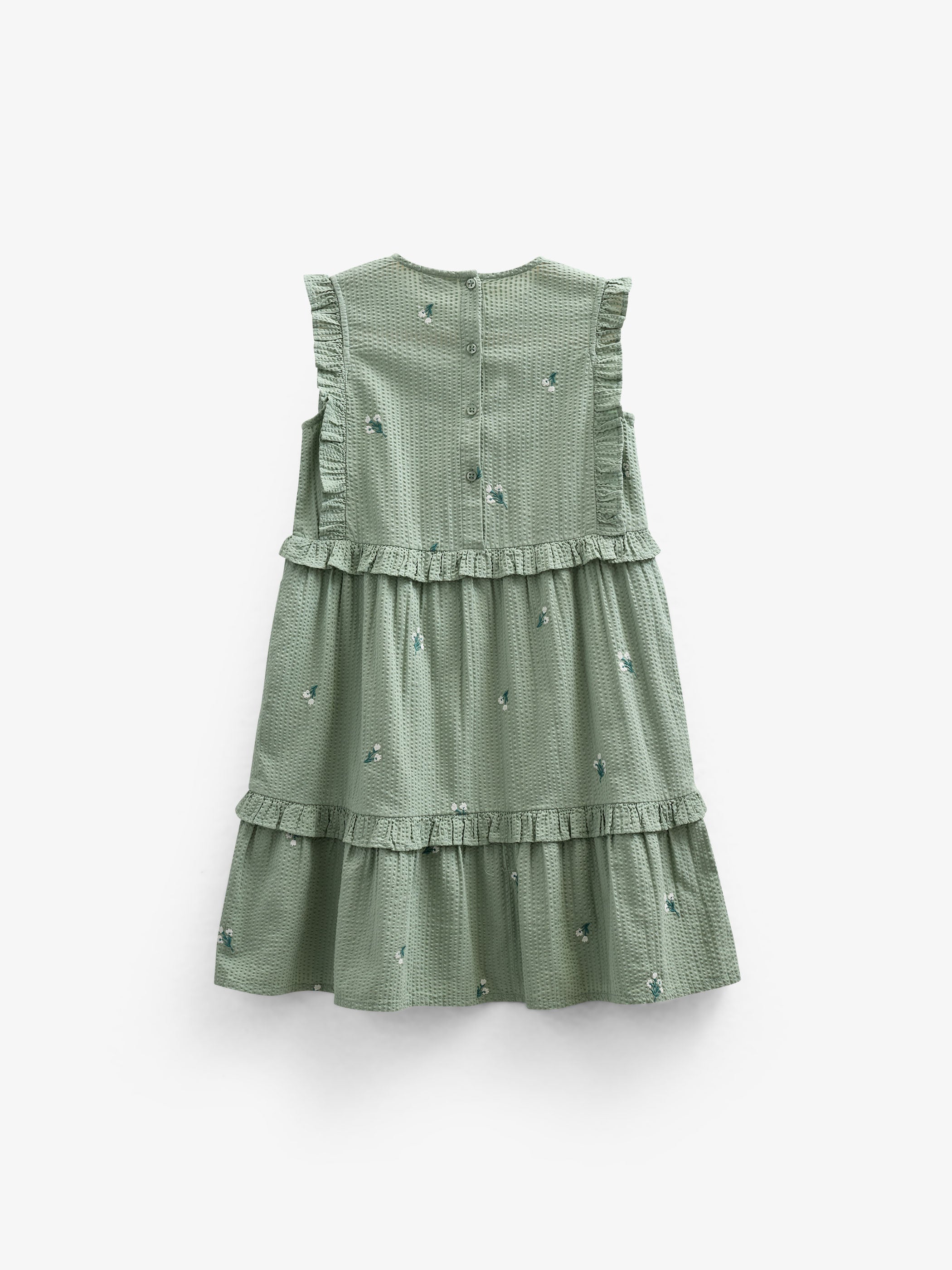 Besticktes Seersucker-Kleid - Tween - Dusty Green | 100977 Nora