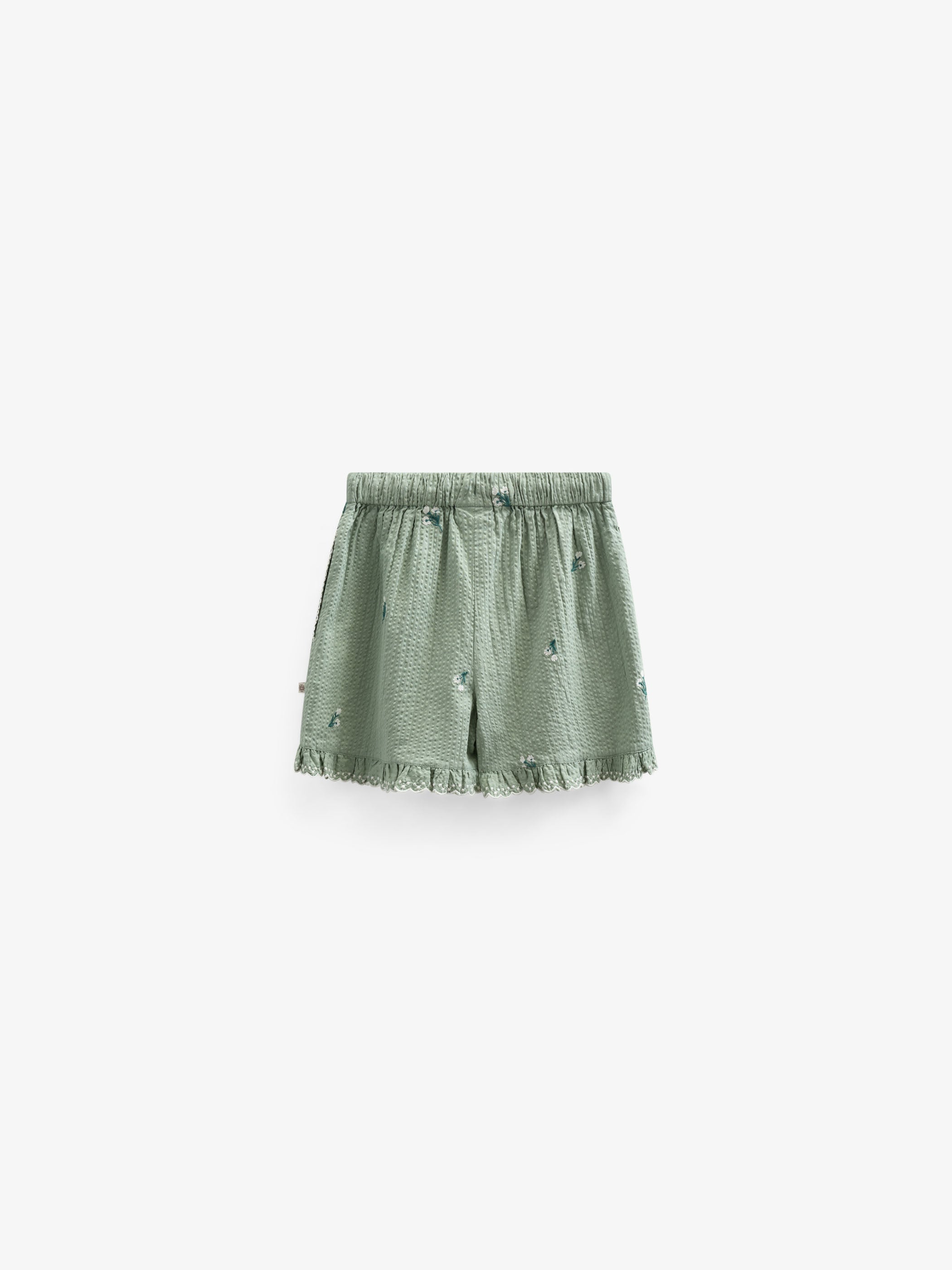 Bestickte Seersucker-Shorts - Kids - Dusty Green | 100984 Nora