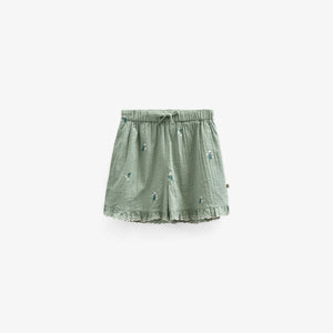 Bestickte Seersucker-Shorts - Tween - Dusty Green | 100985 Nora