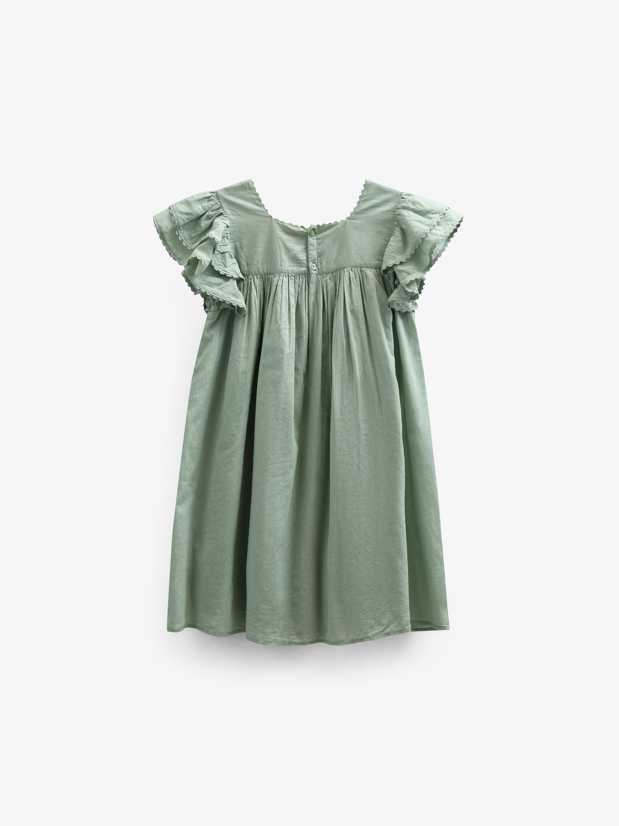 Baumwollkleid mit Zick Zack Rüsche - Tween - Dusty Green | 101066 Alma