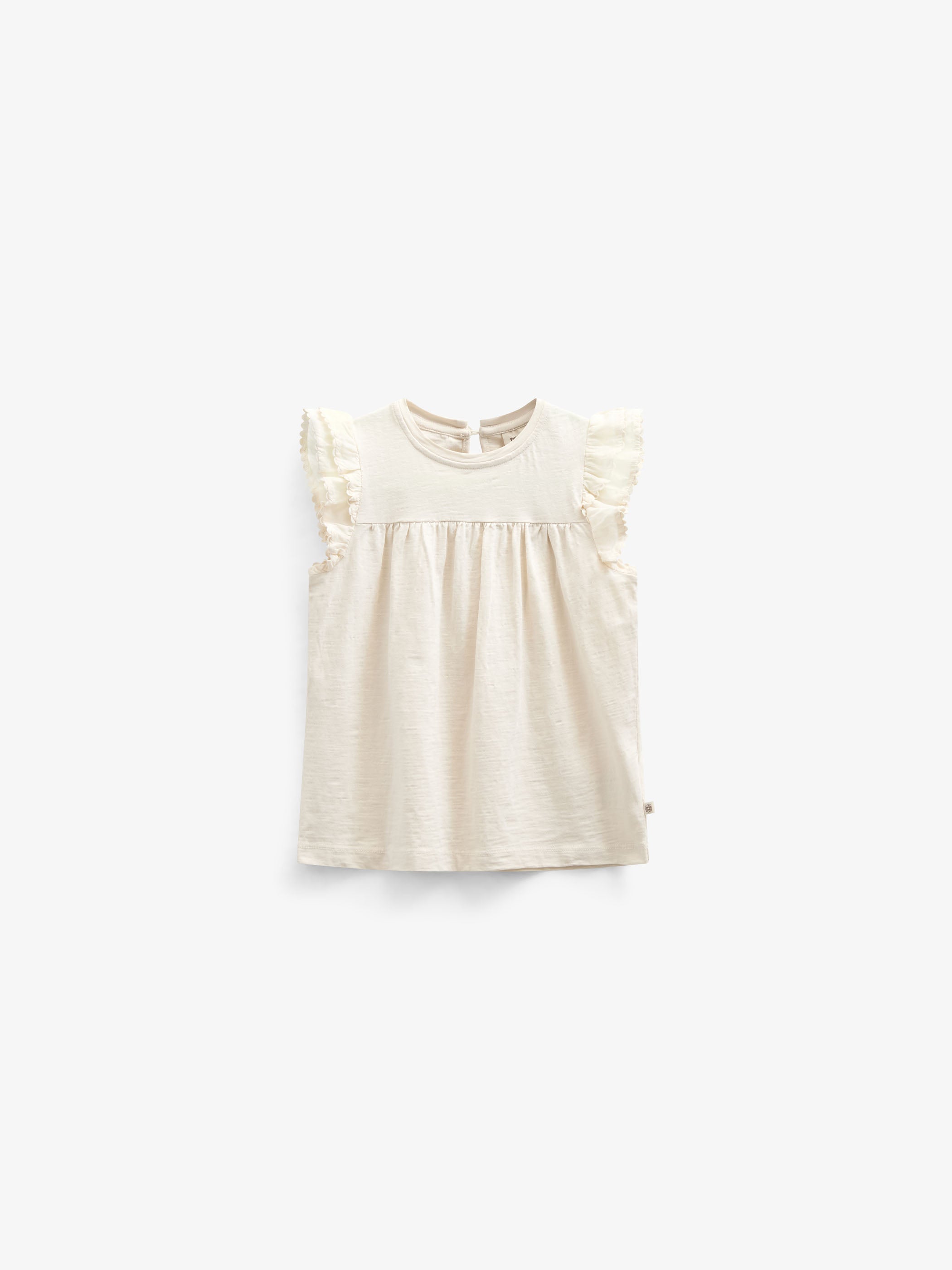 Jerseybluse mit Zick Zack Rüsche - Kids - Offwhite | 101040 Gabriella