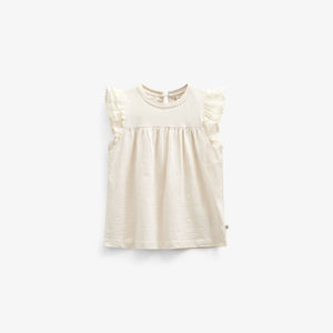 Jerseybluse mit Zick Zack RΓΌsche - Tween - Offwhite | 101071 Gabriella
