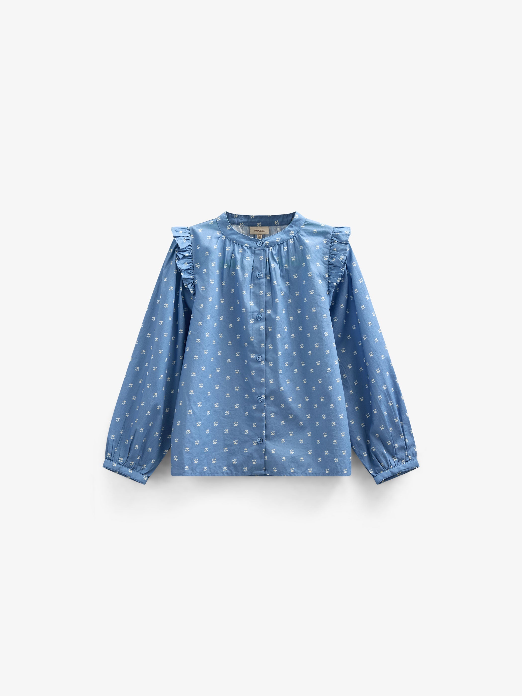 Printed Poplin Shirt Blouse - Kids - Dusty Blue | 101056 Camilla