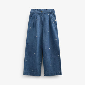 Bestickte Leichte Denim-Hose - Tween - Blue Denim | 101081 Isabella