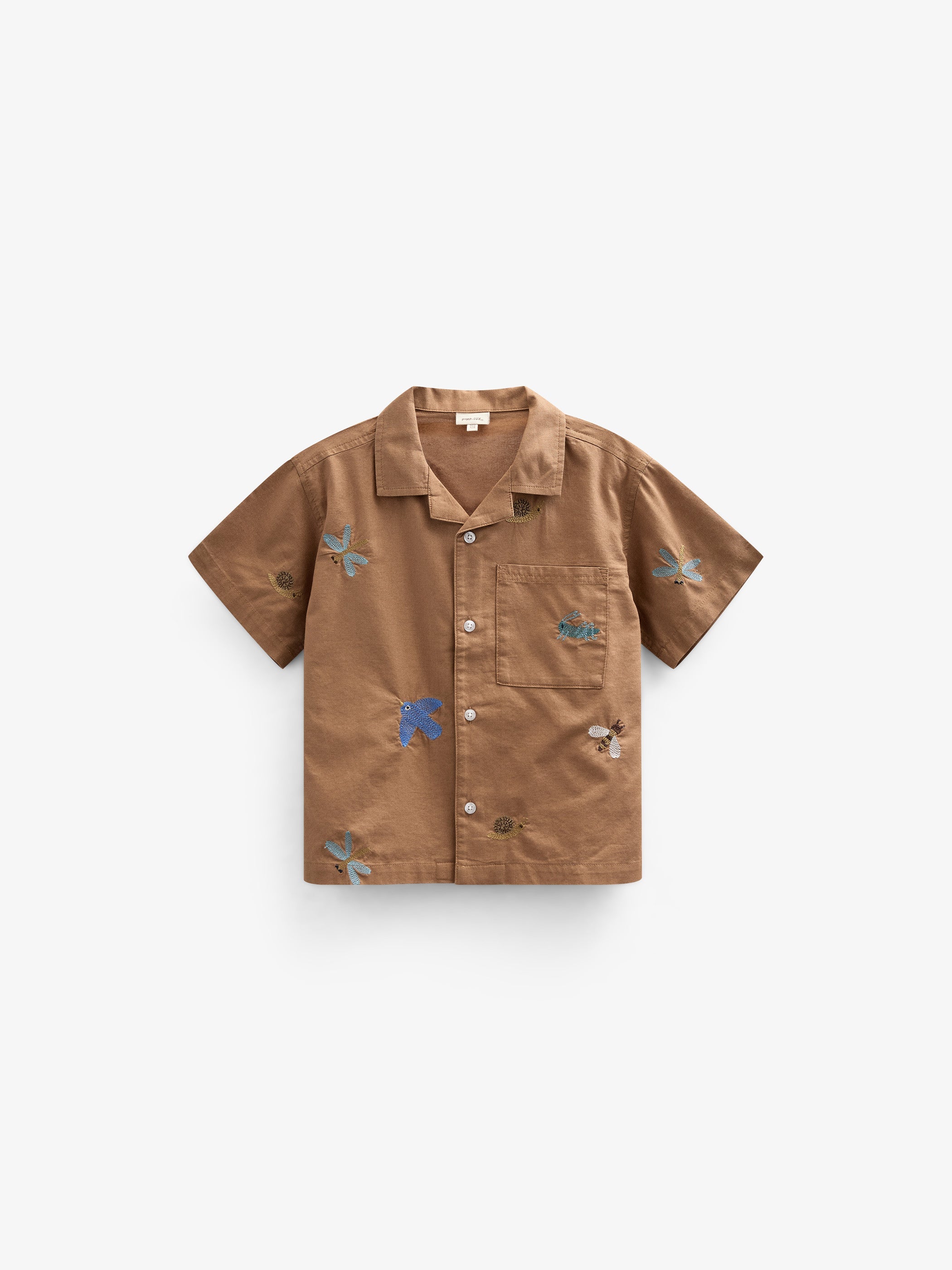 Besticktes Kurzarm-Baumwollhemd - Tween - Coconut | 101097 Erik