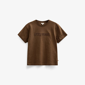 Slub jersey Embroidery T-shirt - Kids - Dark Brown | 101157 Villum