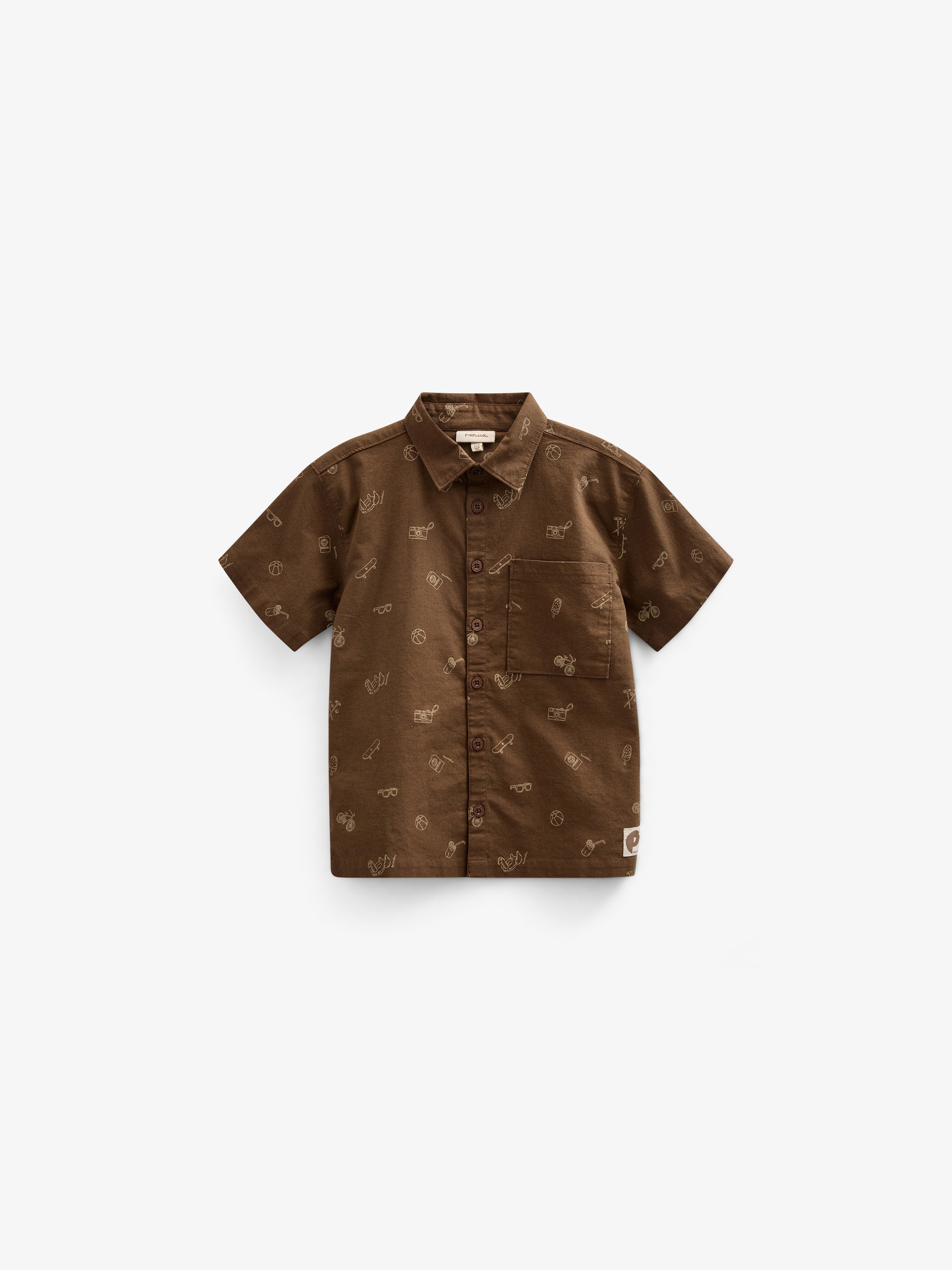 Bedrucktes Leinenmix Hemd - Tween - Dark Brown | 101168 William