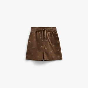 Bedruckte Leinenmix Shorts - Kids - Dark Brown | 101171 William