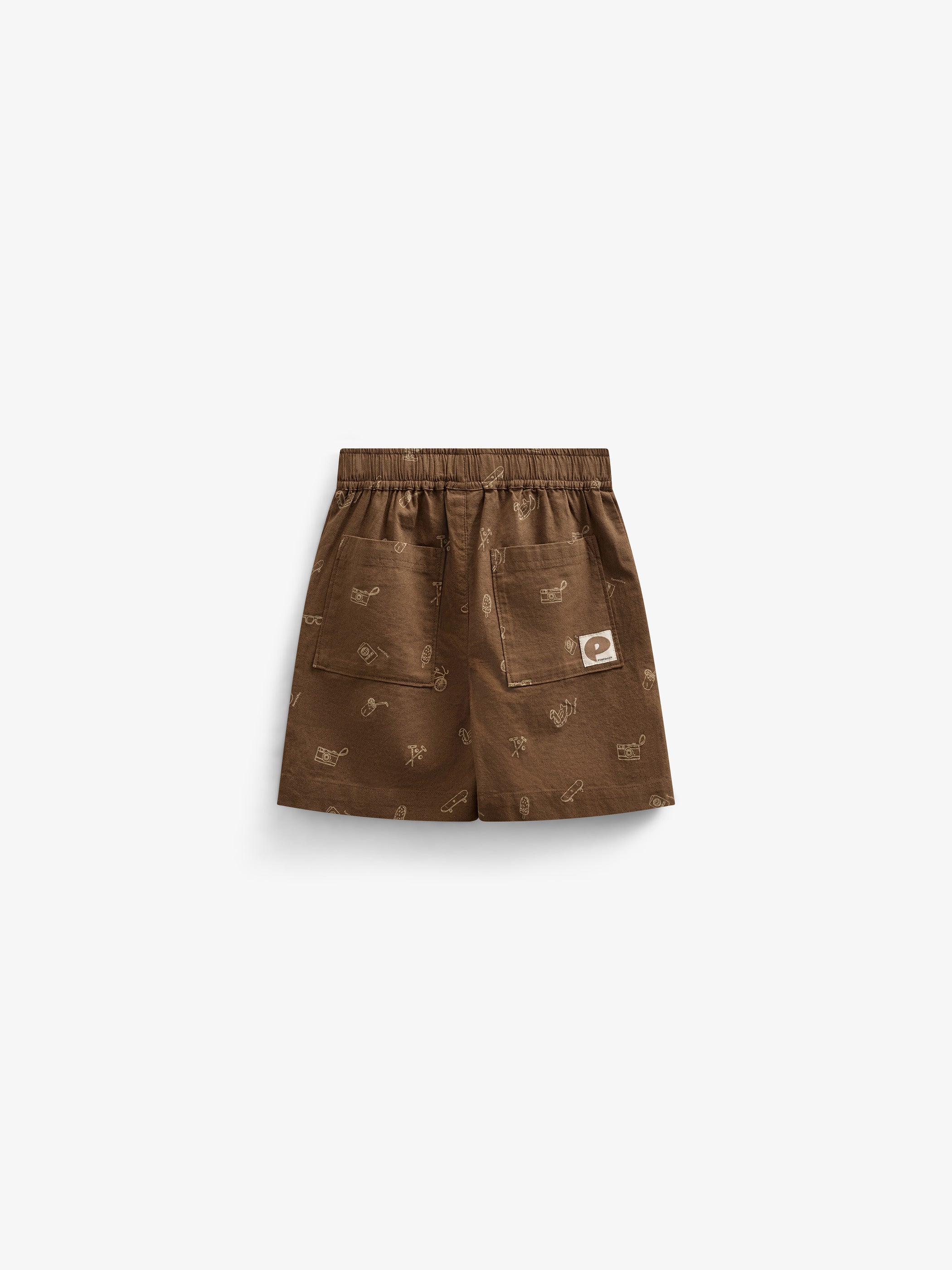 Bedruckte Leinenmix Shorts - Tween - Dark Brown | 101172 William