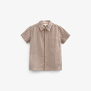 Gestreiftes Seersucker-Hemd - Kids - Brown | 101185 Frank