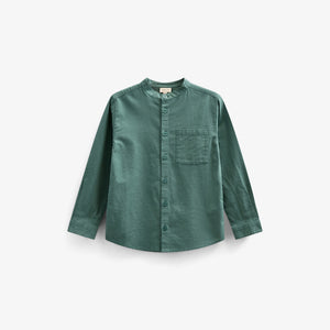Leinenmix Hemd mit Stehkragen - Tween - Tropical Green | 101204 Lucca