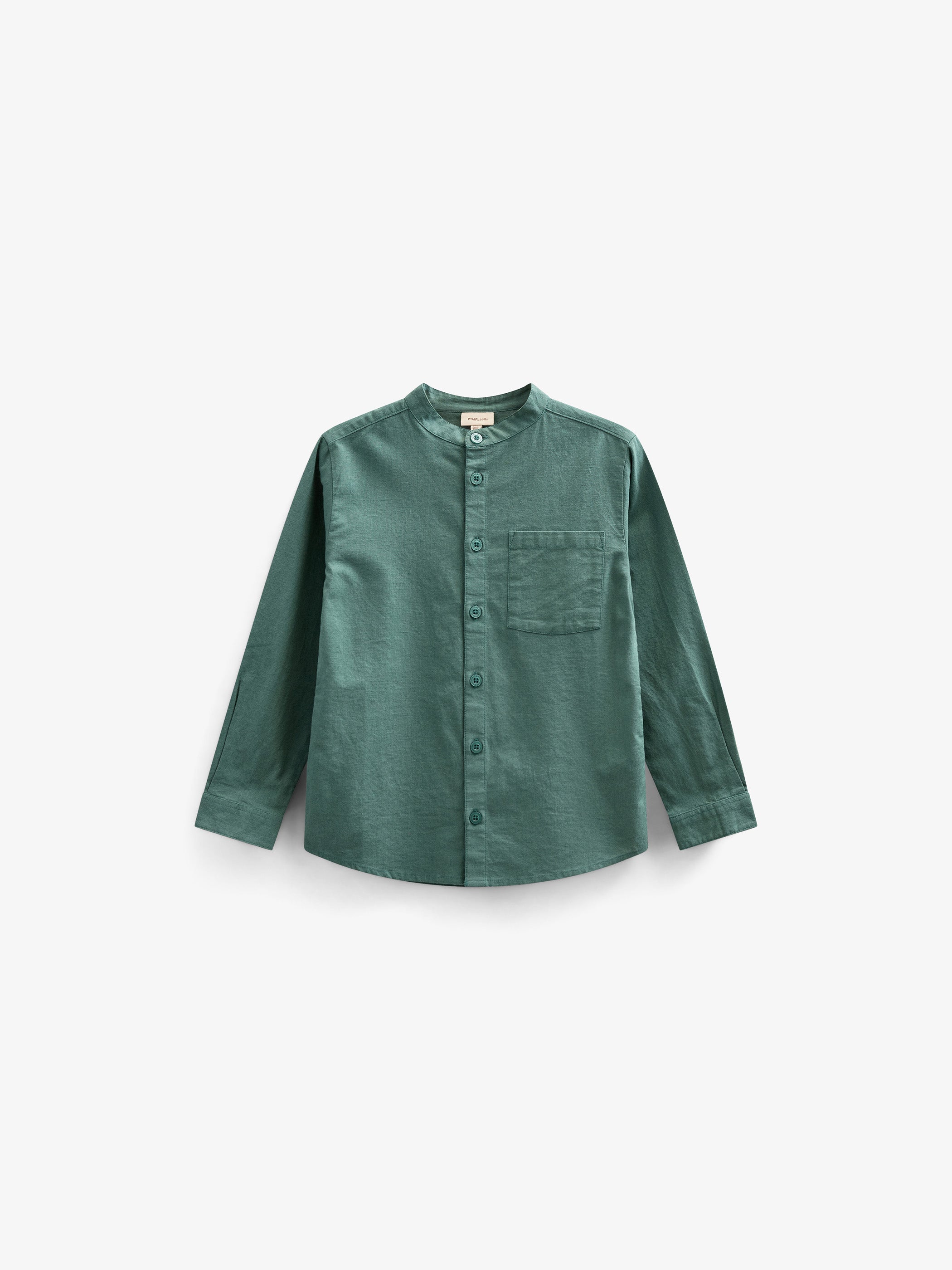 Leinenmix Hemd mit Stehkragen - Tween - Tropical Green | 101204 Lucca