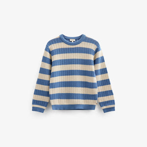 Gestreifter Strick - Tween - Dusty Blue / Offwhite | 101284 Brady