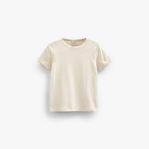 Pointelle T-Shirt mit Kontrast-Picot - Tween - Off White | 101290 Drew