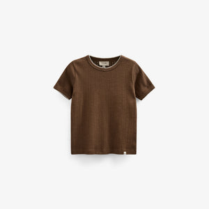 Pointelle T-Shirt mit Kontrast-Picot - Tween - Dark Brown | 101346 Drew
