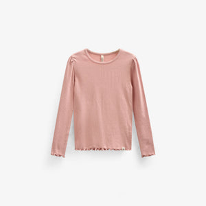 Langärmeliges T-Shirt aus Modalripp - Kids - Rose Tan | 101306 Lottie