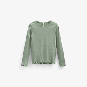 Langärmeliges T-Shirt aus Modalripp - Kids - Dusty Green | 101310 Lottie