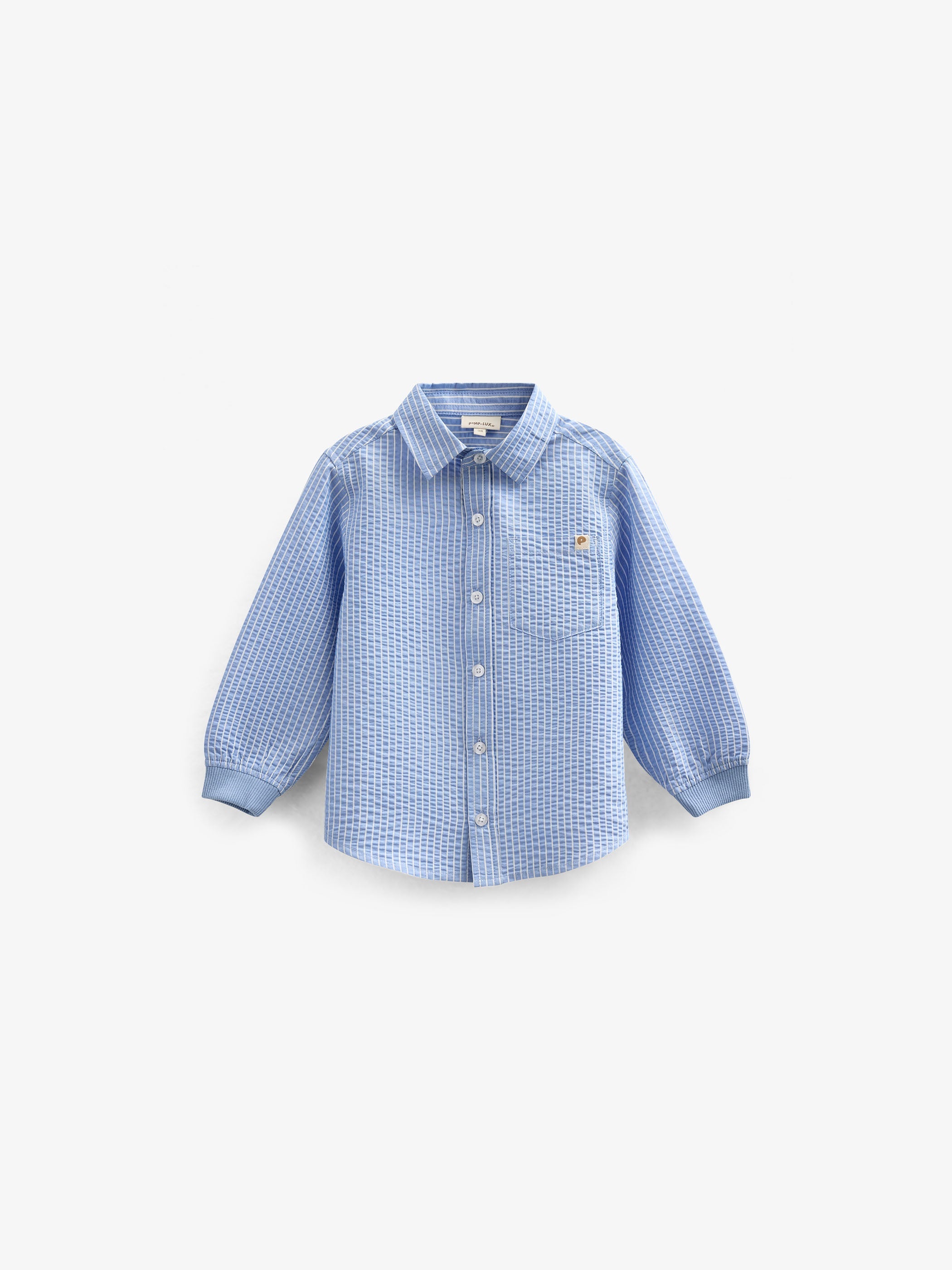 Gestreiftes Seersucker-Hemd mit Rippbündchen - Kids - Blue Stripe | 101348 Patrick