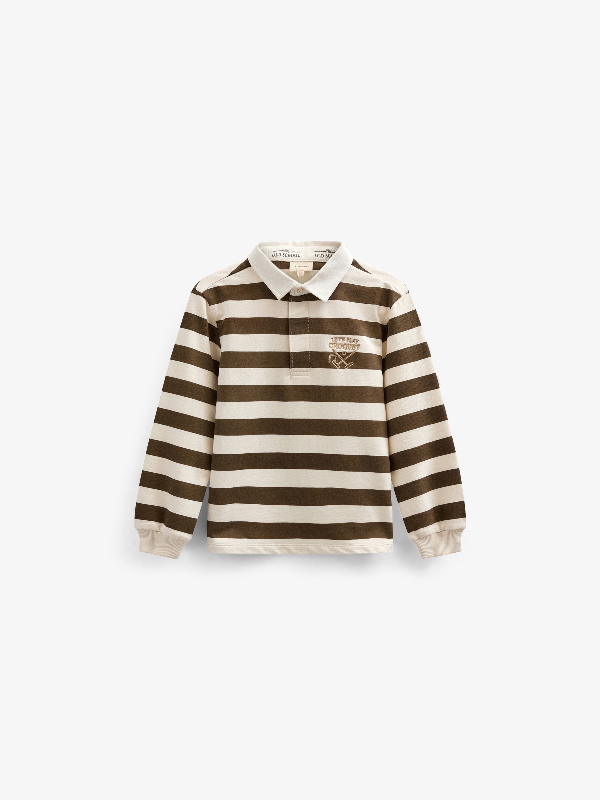 Gestreiftes Polo-Sweatshirt - Kids - Dark Brown/Offwhite | 101397 Marco