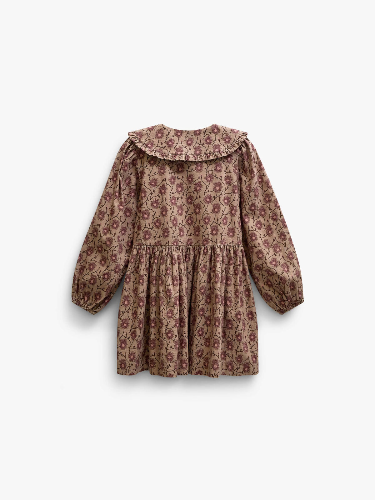 Geblümtes Baumwollkleid mit Rüschenkragen Kids - Rose/Bordeaux | 101425 Nova