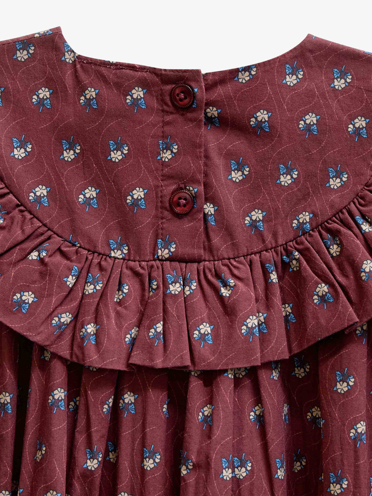 Popelinekleid mit Rüschen Kids - Bordeaux Flowerprint | 101442 Julia