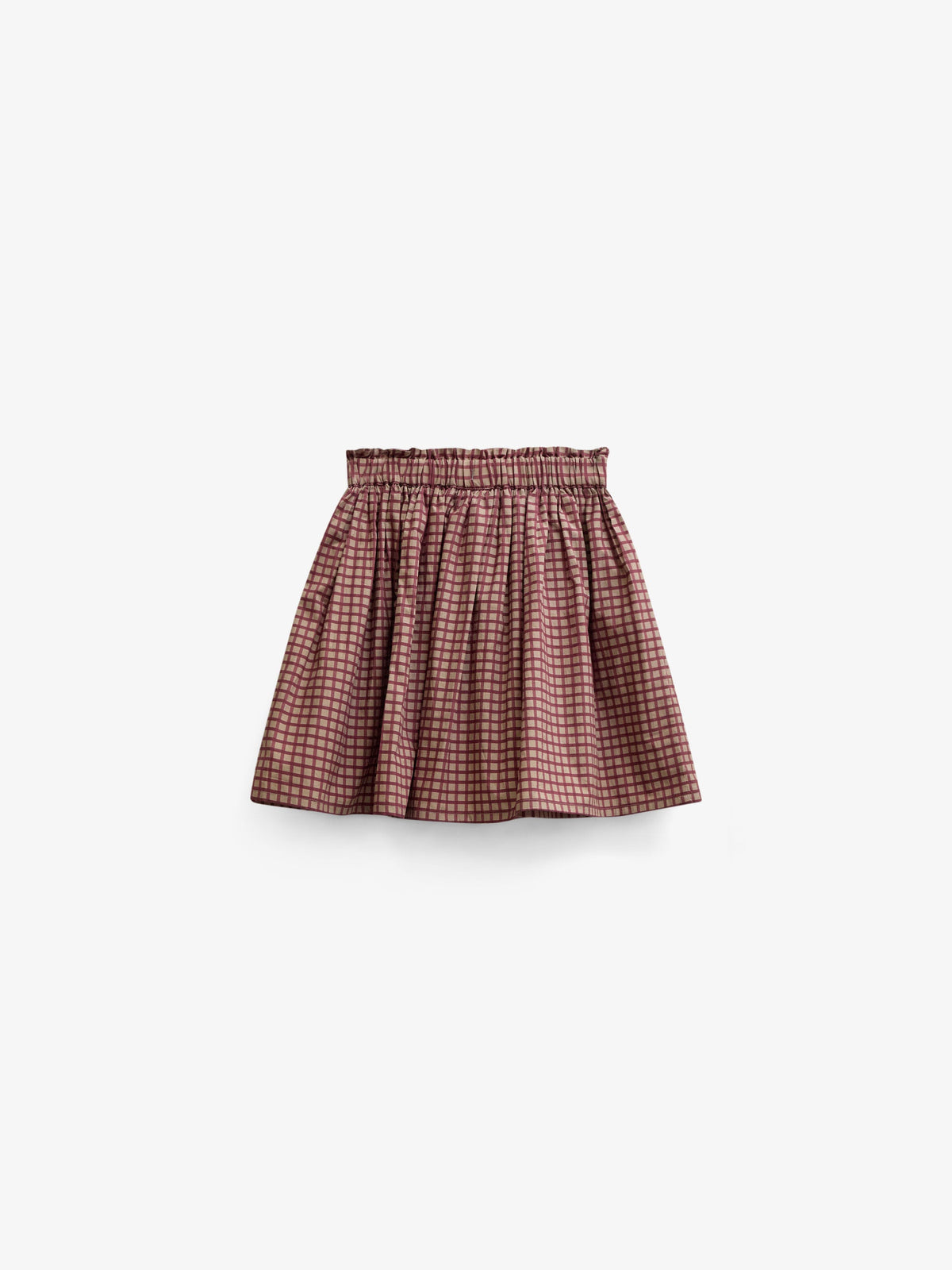 Frill Pocket Poplin Skirt - Tween - Bordeaux Check | 101444 Julia