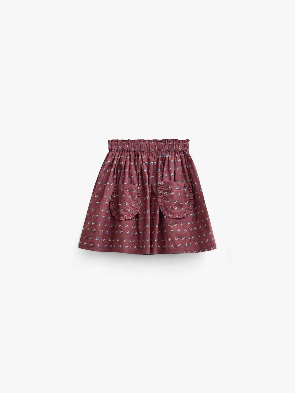 Popelinerock mit Rüschentaschen Tween - Bordeaux Flowerprint | 101448 Julia