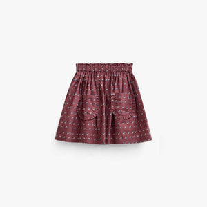 Popelinerock mit Rüschentaschen Kids - Bordeaux Flowerprint | 101447 Julia